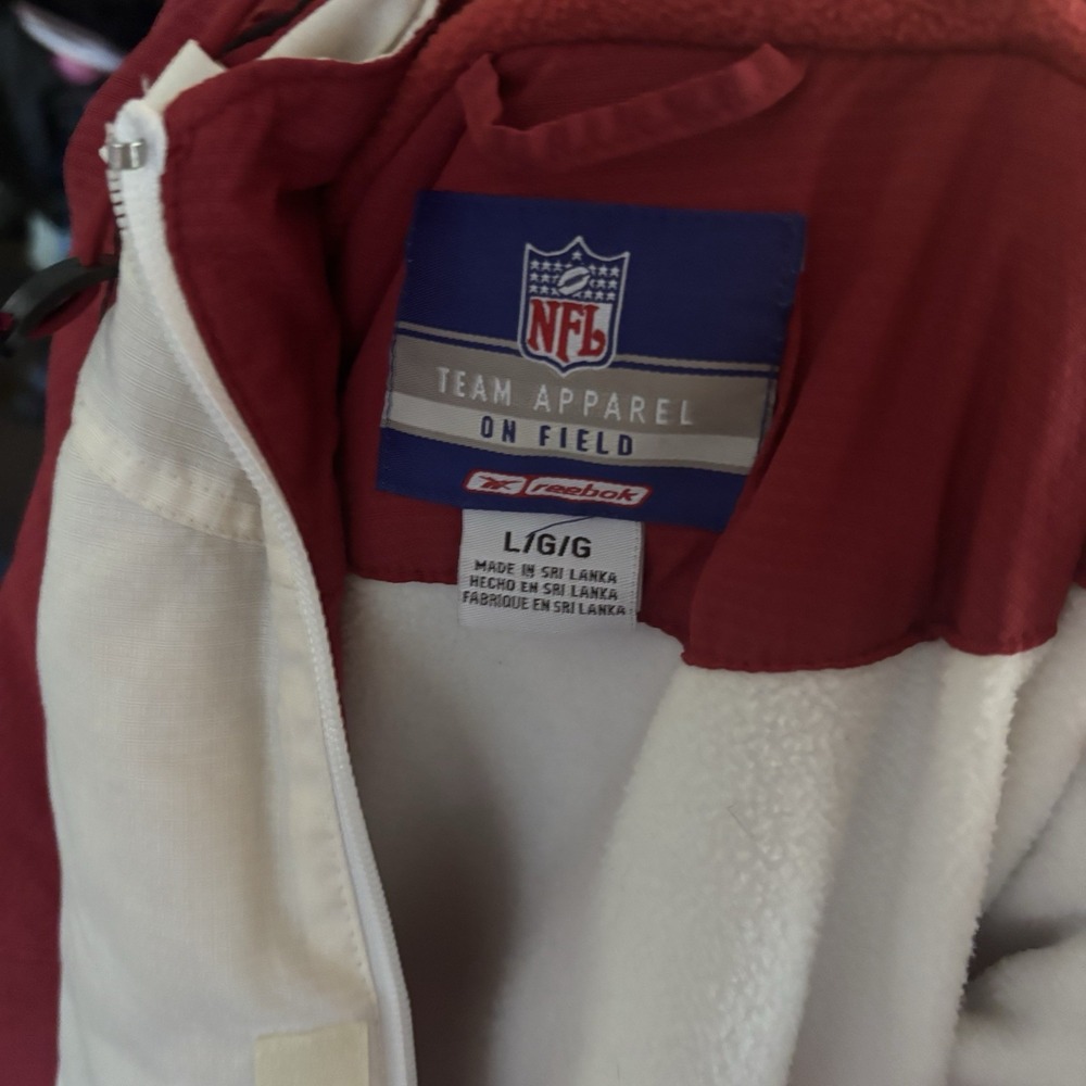Vtg 90s NFL San Francisco 49ers Parka Jacket Reebok Men Size Large Ivory Red - Picture 4 of 7